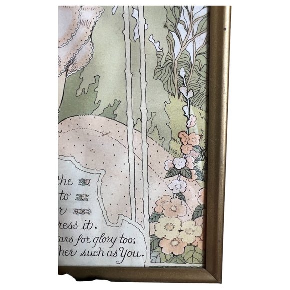 Vtg 1930s PRECIOUS MOTHER Poem Print Art Gold Frame Mother's Day Hanger 9" x 7" - Picture 10 of 16